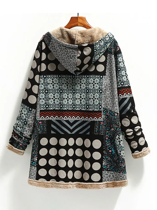 Toleet-Winter outfits New women's cotton and linen printed hooded sweater warm plush jacket