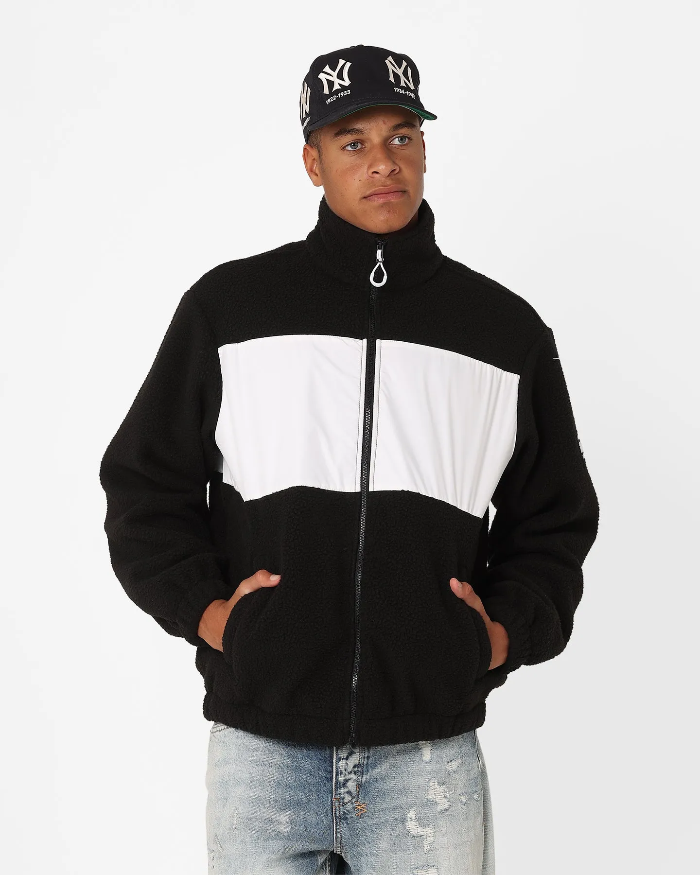 Tommy Jeans Relaxed Fabric Mix Fleece Jacket Black/Multi