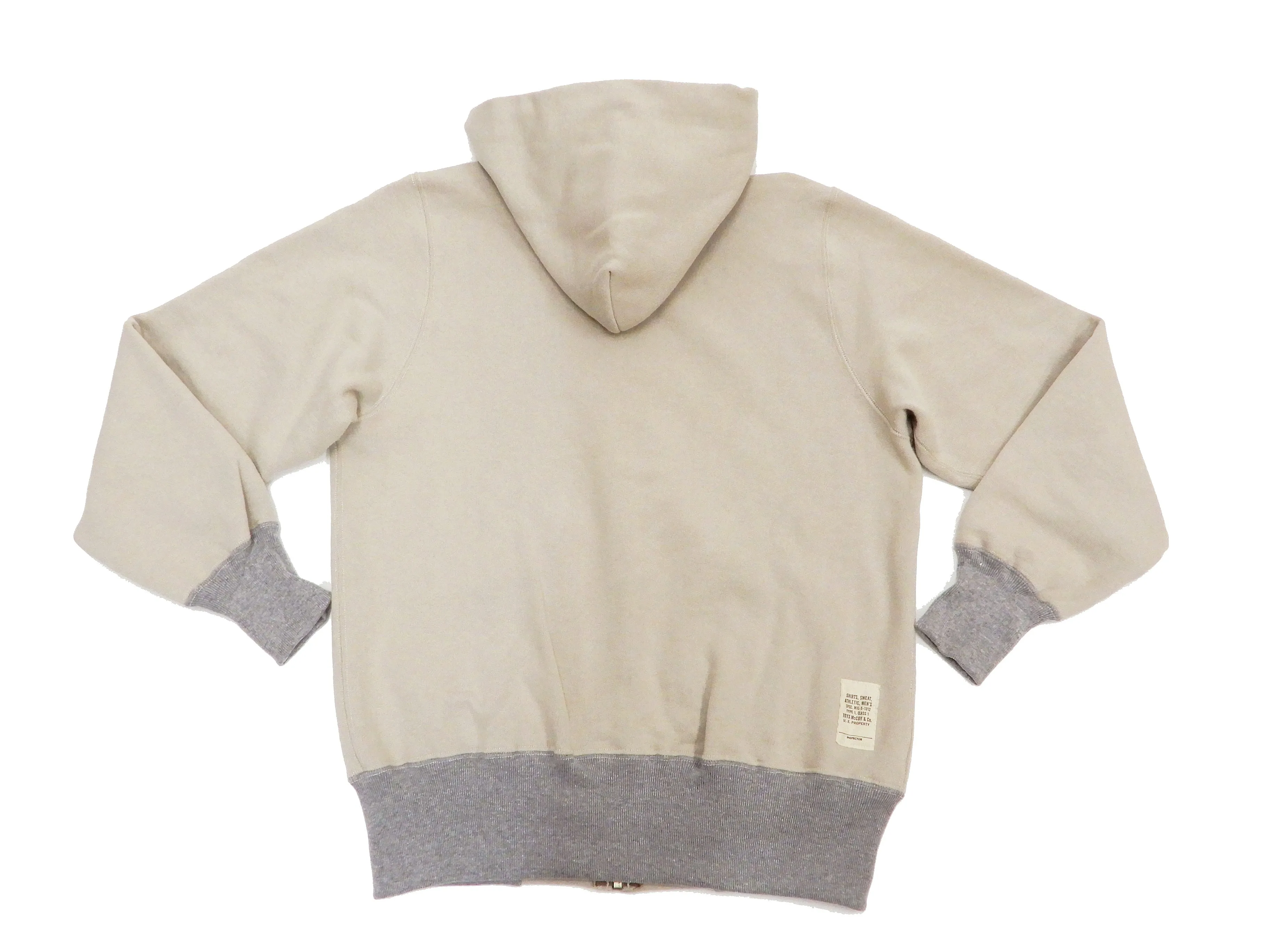 TOYS McCOY Hoodie Men's Vintage inspired Plain Zip Front Hooded Sweatshirt TMC2065 040-Sand