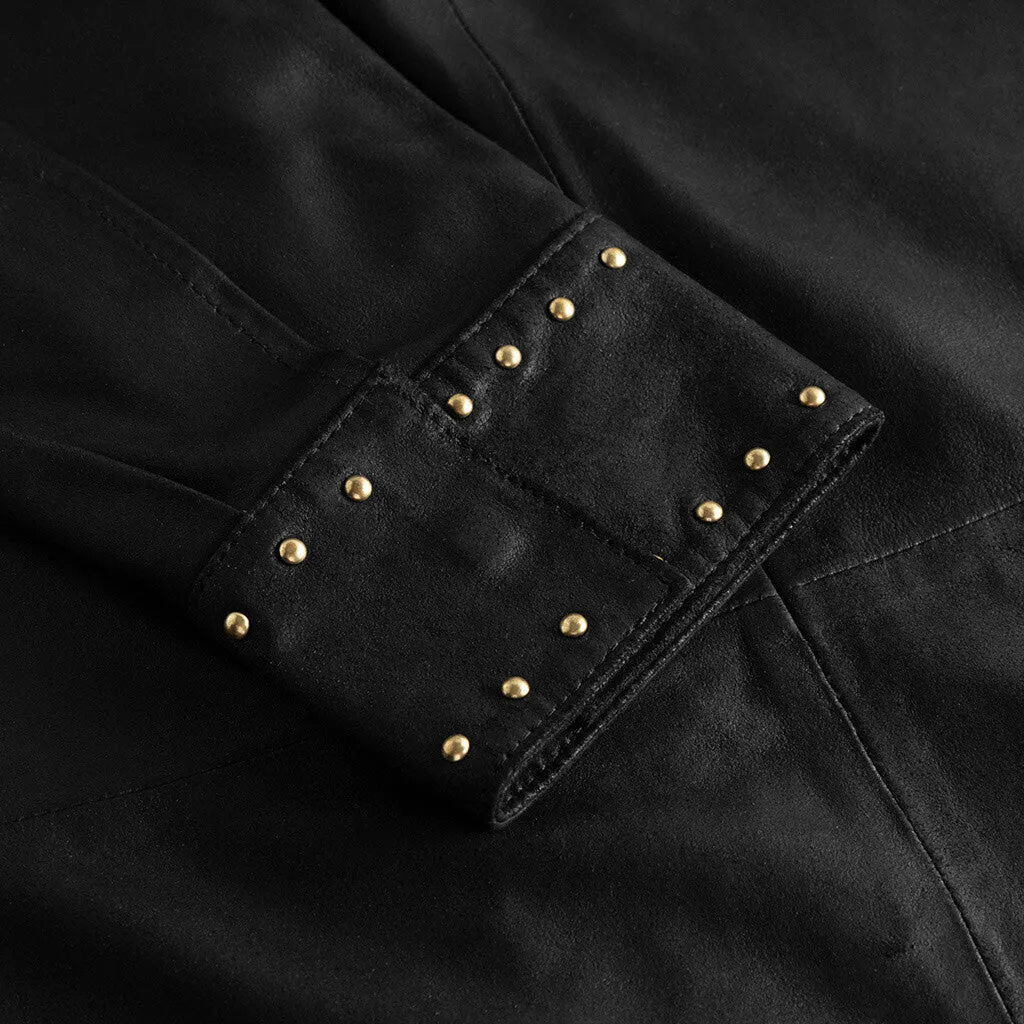 Tuja leather shirt decorated with studs / 51028 - Black (Nero)