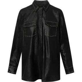 Tuja leather shirt decorated with studs / 51028 - Black (Nero)