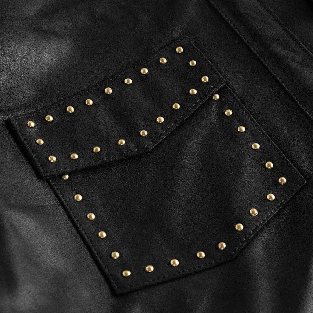 Tuja leather shirt decorated with studs / 51028 - Black (Nero)