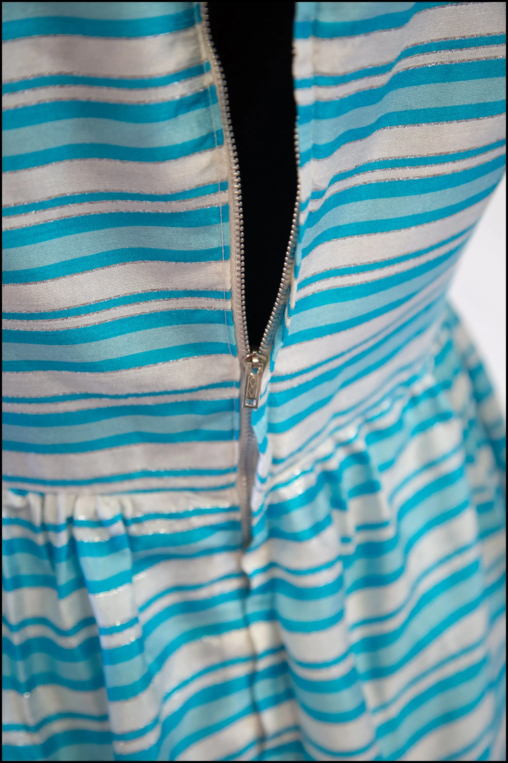 Vintage 1960s Blue Stripe Mini Dress