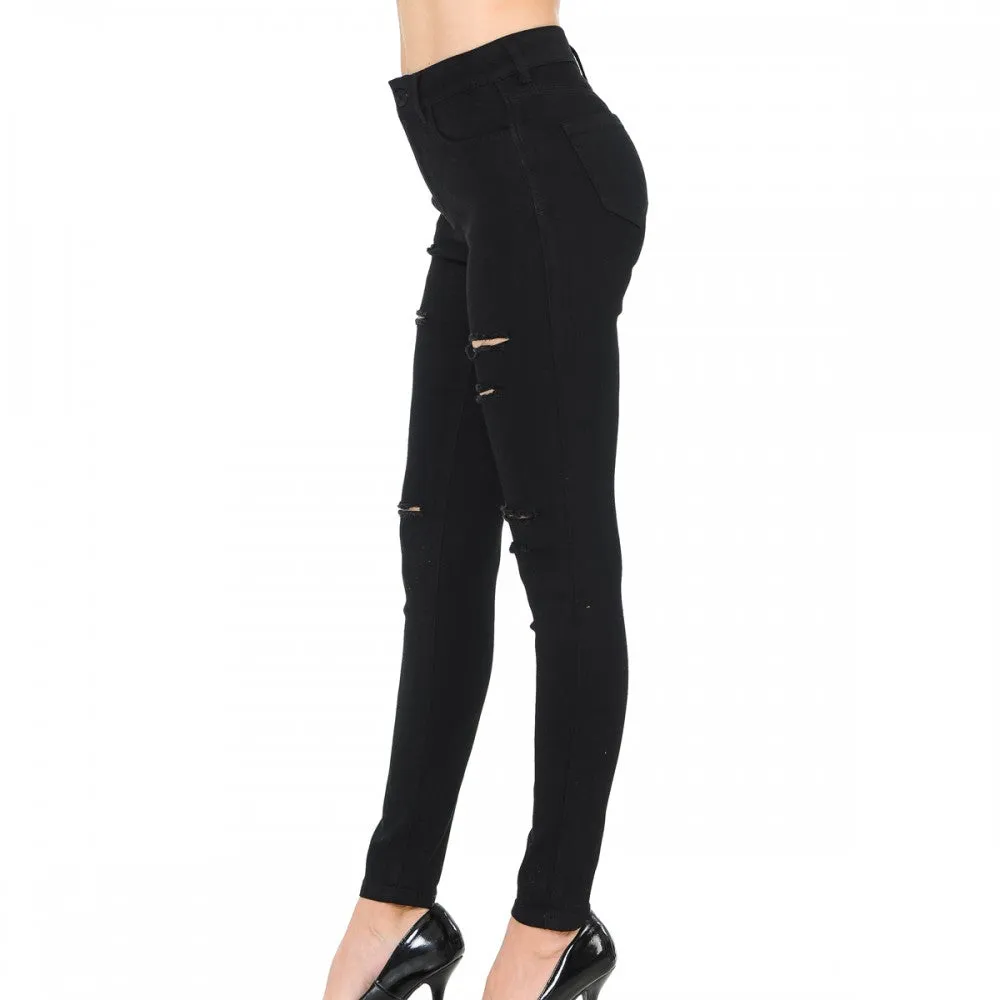 Wax Women's High-Rise Slash Destructed Skinny Jeans