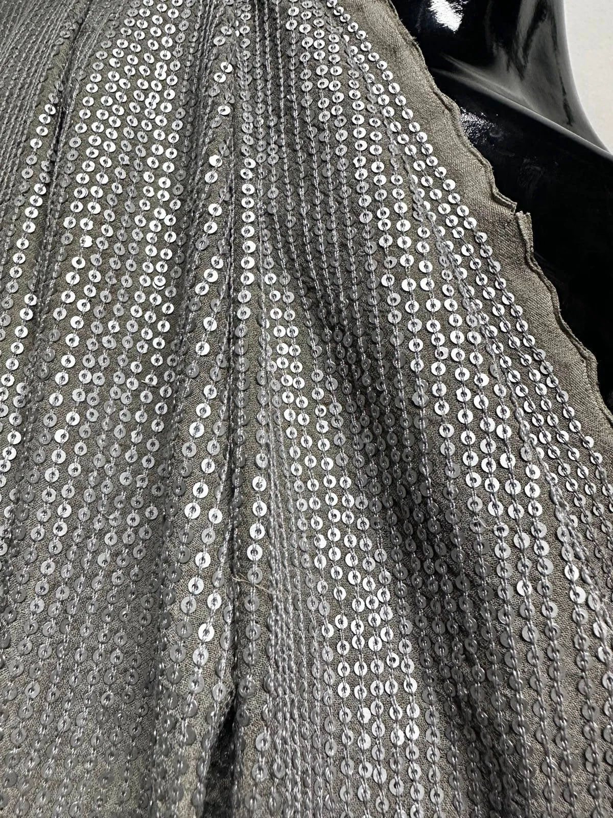 Weisbrod Gunmetal Sequined Silk Georgette