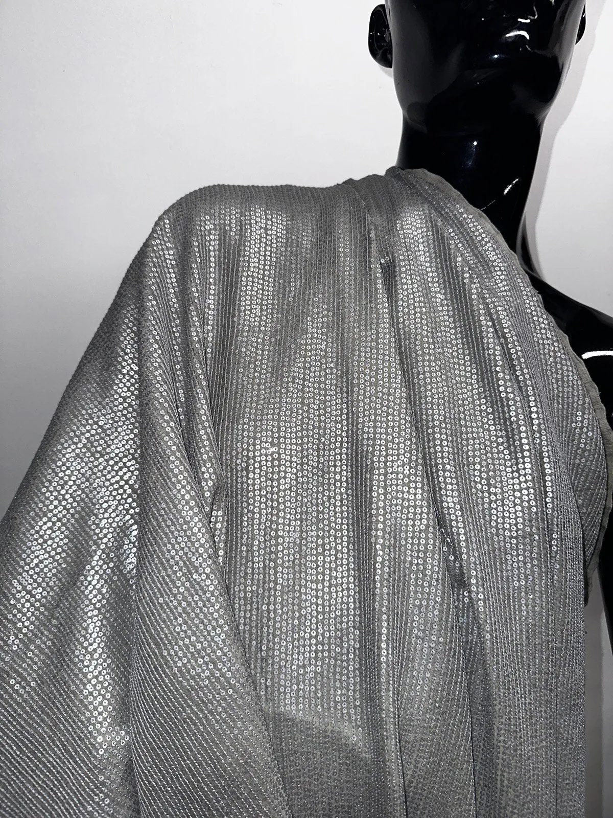 Weisbrod Gunmetal Sequined Silk Georgette