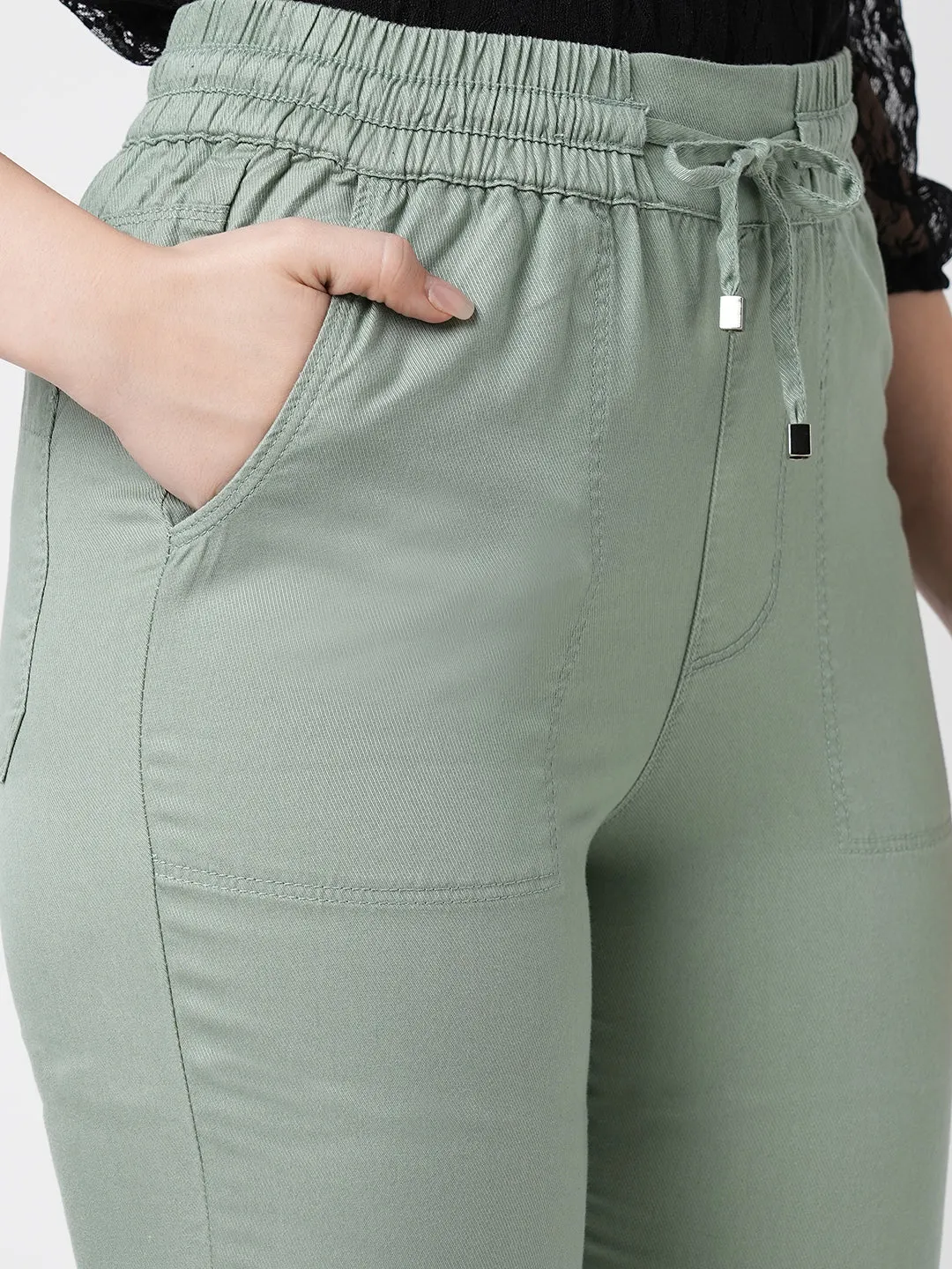 Women High-Rise Paper Bag Pants