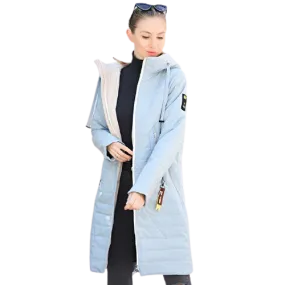 Women Warm Thin Cotton Long Outwear Hooded Parka Jacket