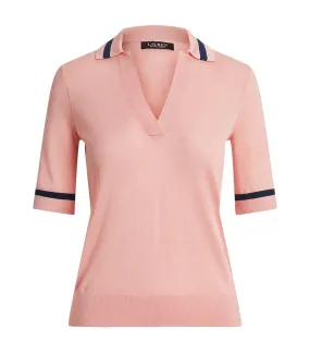 Women's Silk-Blend Short-Sleeve Sweater Pale Pink