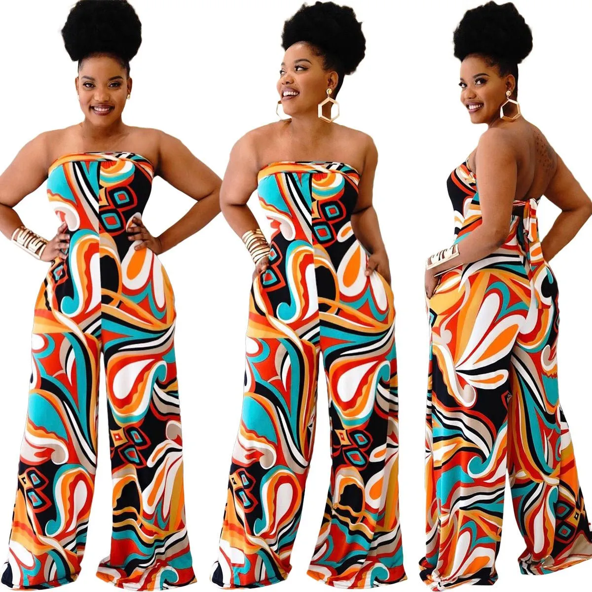 Women's Strapless Wide-Leg Jumpsuit