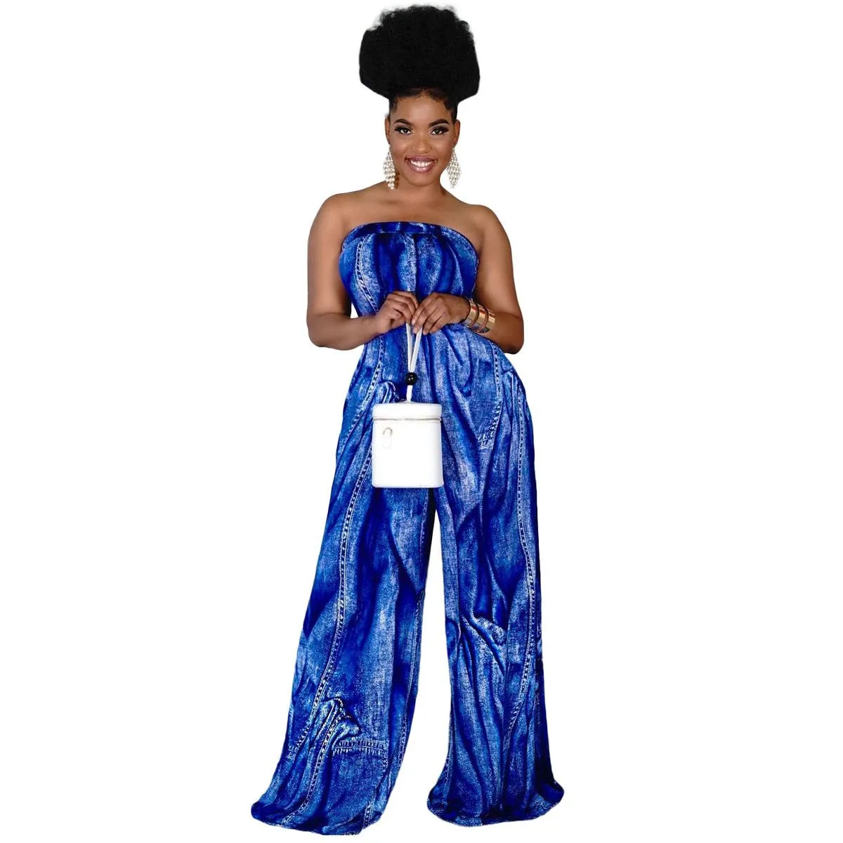 Women's Strapless Wide-Leg Jumpsuit