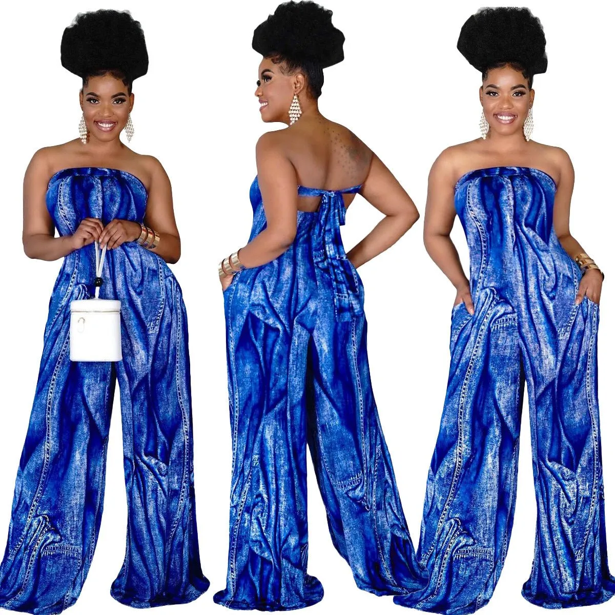 Women's Strapless Wide-Leg Jumpsuit