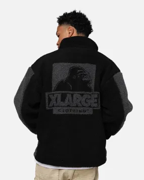 X-Large Panelled Boa Fleece Jacket Black