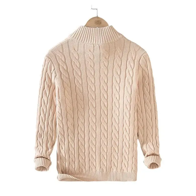 Zip-Neck Cotton Crew Sweater